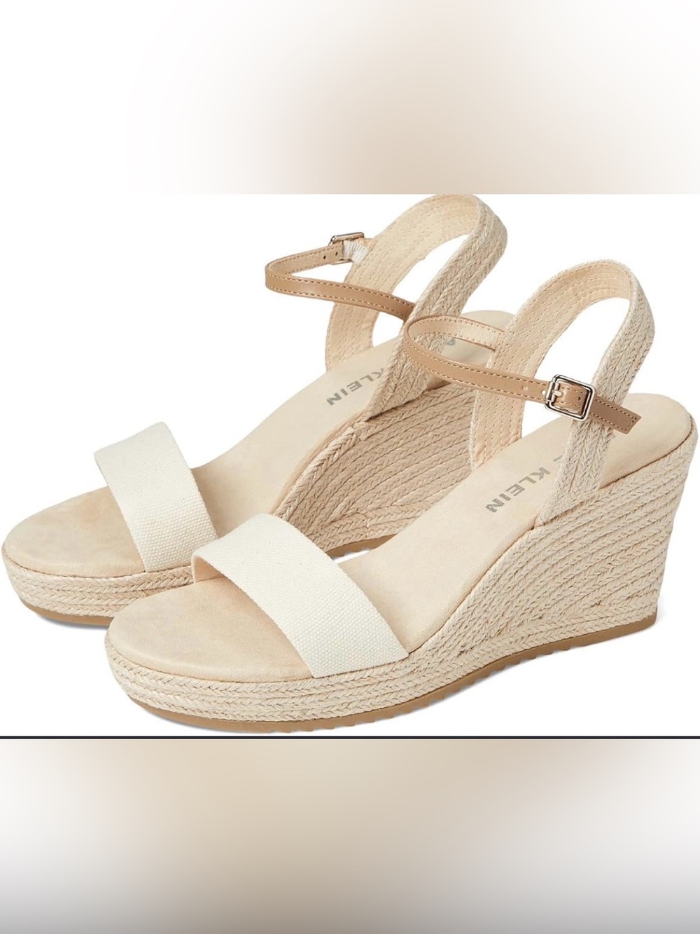 Anne Klein Wylie wedge sandals | Cream | Size 8.5